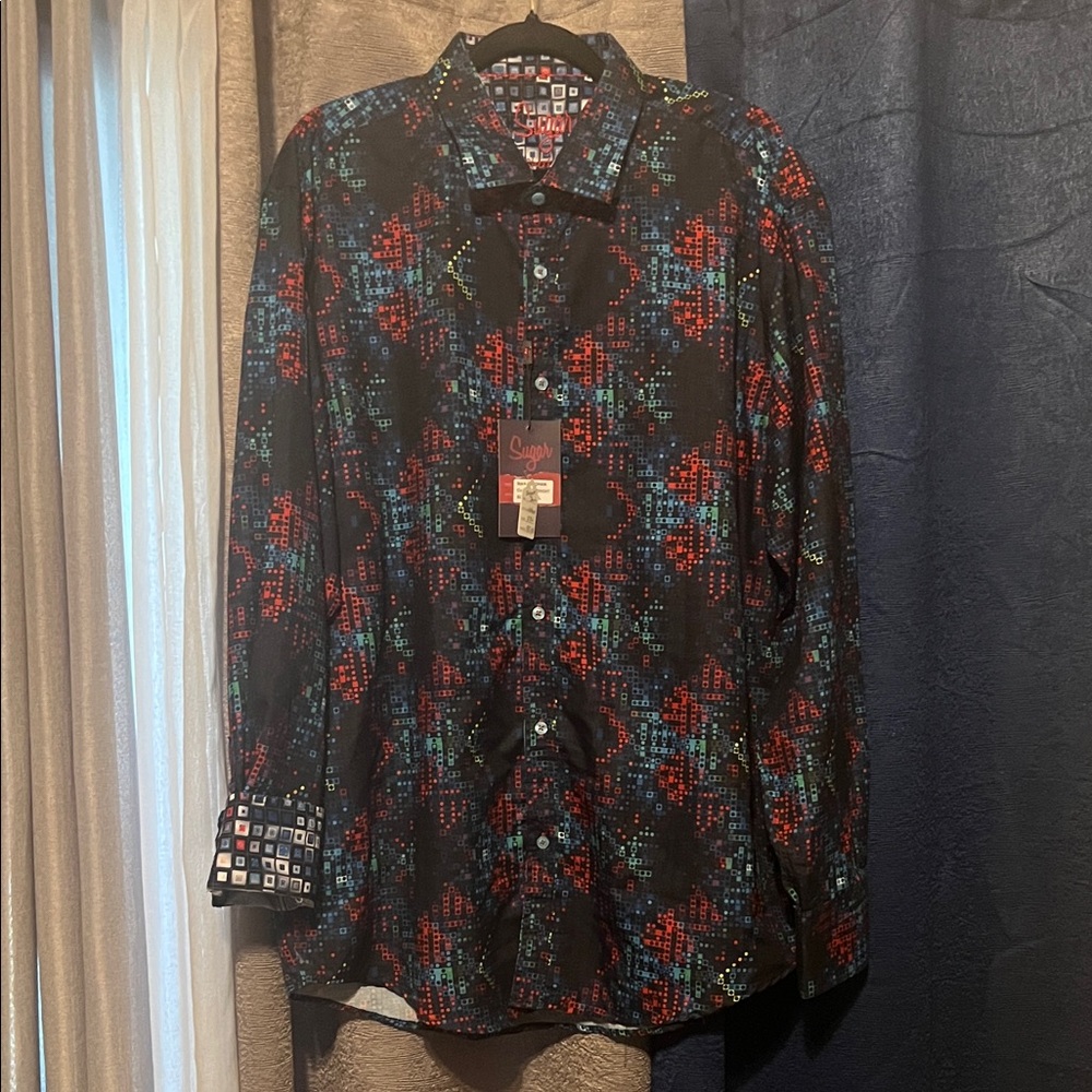 Sugar Men's Black and Red Patterned Casual Shirt